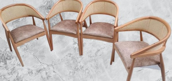 Sandalye 90160 İnci Hasır Model Kolçak Geniş Otur Kayın Ayak Kayın Gövde El yapım - 3