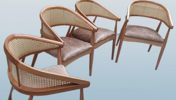 Sandalye 90160 İnci Hasır Model Kolçak Geniş Otur Kayın Ayak Kayın Gövde El yapım - 5
