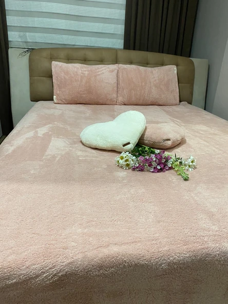 Çift Kişilik Welsoft Peluş Nevresim Takımı Pudra
