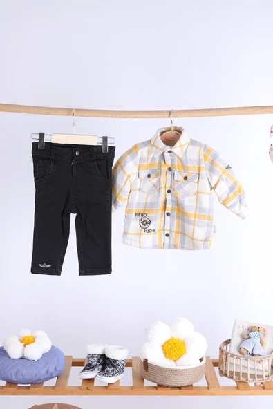 Babyhola Yün Polar Ceket Pantolon Erkek Takım 2'li 12592 - 2