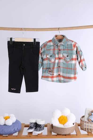 Babyhola Yün Polar Ceket Pantolon Erkek Takım 2'li 12592 - 7