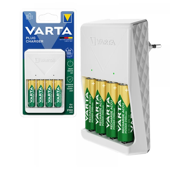 VARTA 4XAA 2100 MAH PİLLİ BEYAZ PLUG PİL ŞARJ CİHAZI