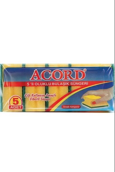 Acord Bulaşık Süngeri Oluklu 5 Adet