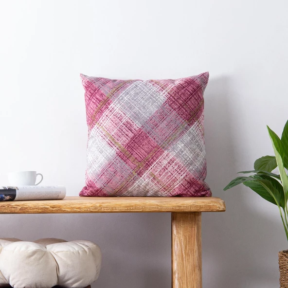 Homedius Dekoratif Kadife Klasik Kırlent 45x45cm  Pembe 45x45