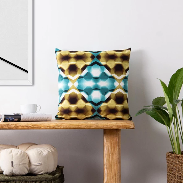 Homedius Dekoratif Kadife Klasik Kırlent 45x45cm  Mavi 45x45