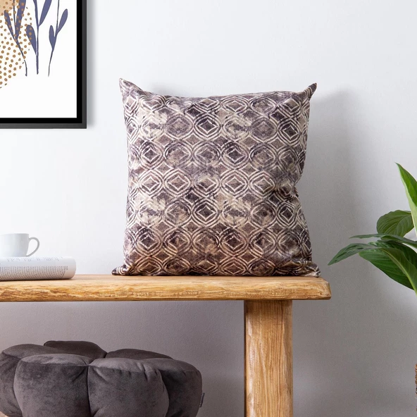 Homedius Dekoratif Kadife Klasik Kırlent 45x45cm  Sütlü Kahve 45x45