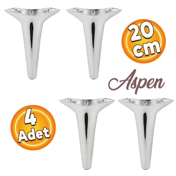 Aspen Lüks Mobilya Kanepe Koltuk Tv Ünitesi Konsol Ayağı Ayakları 20 Cm Krom Ayakları (4 ADET)