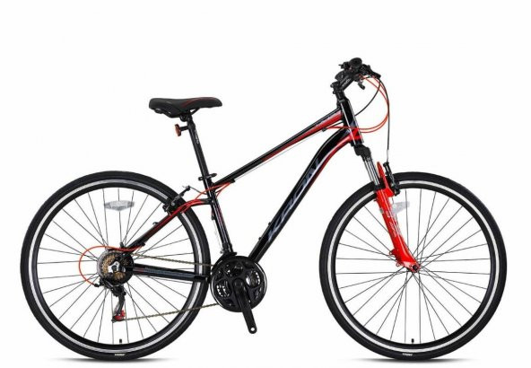 Kron TX100 28 Jant Trekking 16 Kadro 21 Vites V-Fren Şehir Bisikleti Siyah Kırmızı - 1