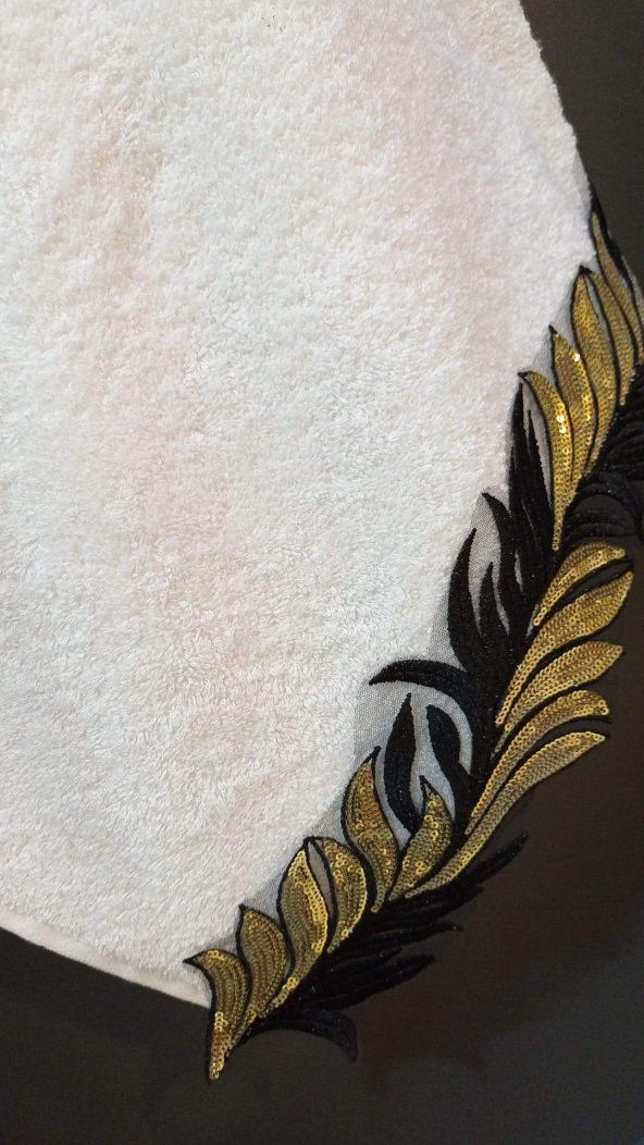 NİVEMESHOME MARİVA BLACK/GOLD 50*90 EKRU HAVLU VERSE-REVERSE - 2