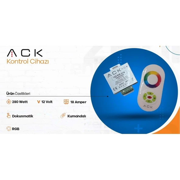 ACK Kontrol Cihazı RGB Dokunmatik Kumandalı 12V 18A 280W AY30-01120 - 3