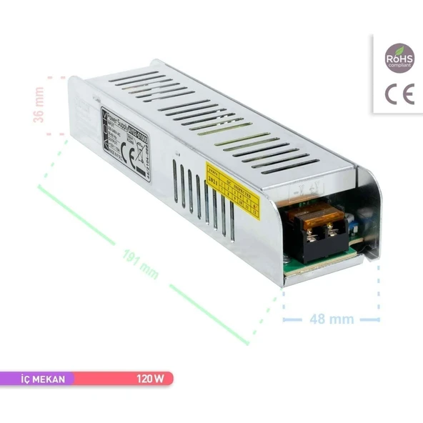 ACK AY02-01000 120W 10 Amper İnce Tip Led Trafosu - Resim 4