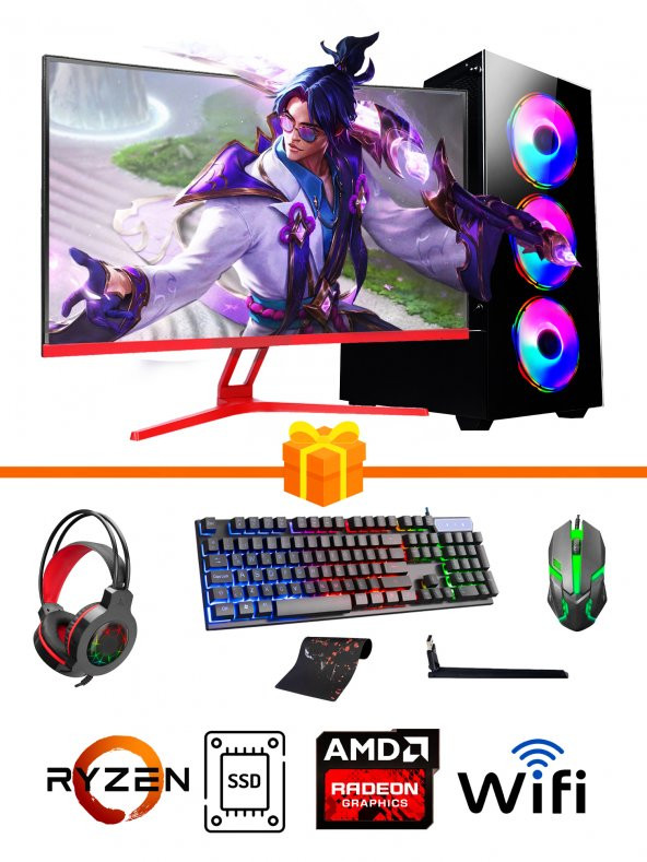 Ramtech Gaming RG505-078 R5 5500 32GB RAM 256GB SSD 1TB HDD RX550/4GB 27inç OYUNCU BİLGİSAYARI