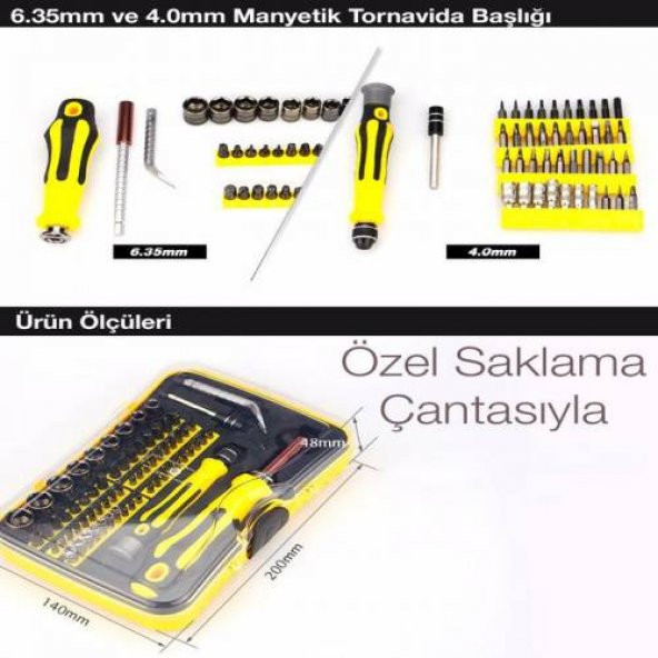 Polham 70 Parça Profesyonel Tornavida Seti, Manyetik Uçlu Çantalı Elektronikçi Çok Amaçlı Tamir Seti - 3
