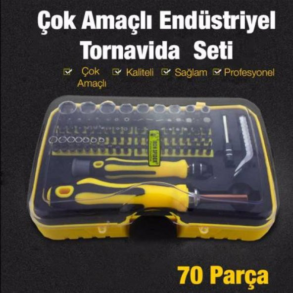 Polham 70 Parça Tornavida Seti, Manyetik Uçlu Çantalı Beyaz Eşya, Telefon, Bilgisayar Tamir Seti - 2
