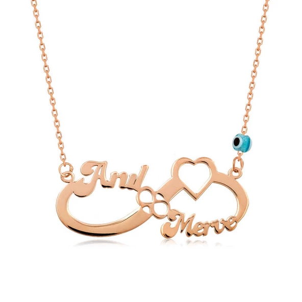 Lucky Life 925 Ayar Gumuss  Rose İsimli Sonsuzluk Kolye