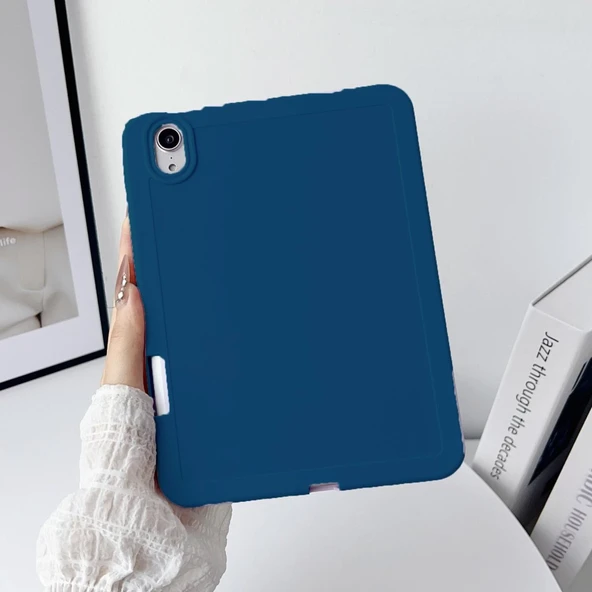 Apple iPad Air 11inç M2/M3 Air 4/5.Nesil 10.9 Kılıf Esnek Silikon Kalem Bölmeli Arka Rubber Kapak - Resim 3