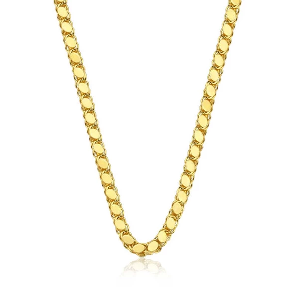 Lucky Life 925 Ayar Gumuss  Gold Pullu Arpa Zincir