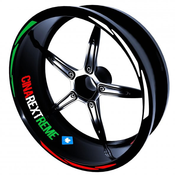 Italy Design Yeşil Beyaz Kırmızı İtalyan Jant Şeridi Sticker Çınar Extreme