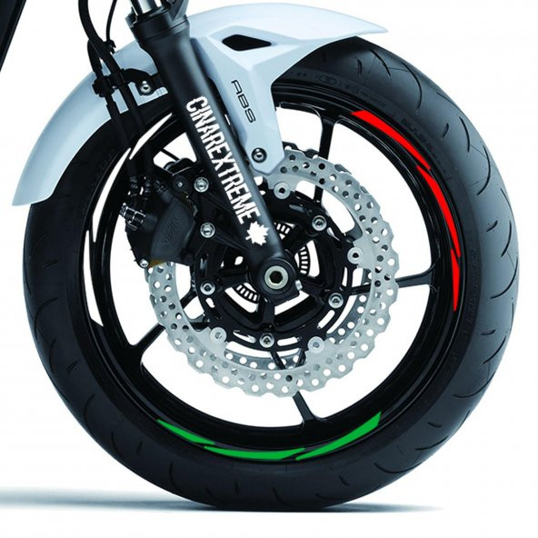 Italy Design Yeşil Beyaz Kırmızı İtalyan Jant Şeridi Sticker Çınar Extreme - 3