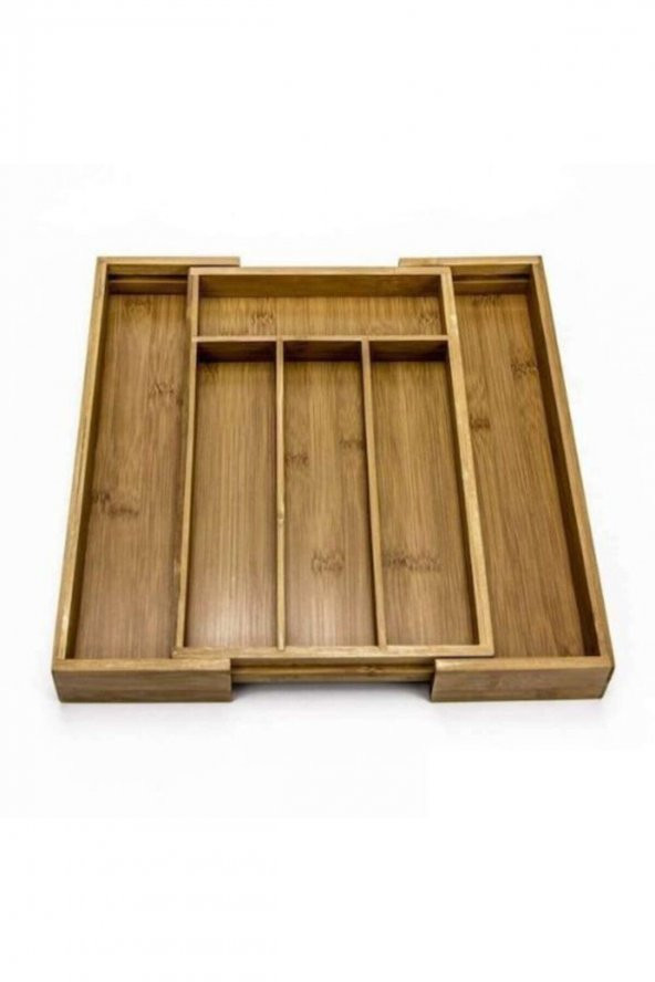 Genişleyebilir 6 Bölmeli Ahşap Bambu Kaşıklık