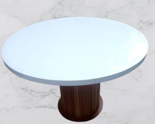 Masa 90166 ST Anıt Model Parlak Beyaz Lake ceviz Boya Kayın El Yapım - 2