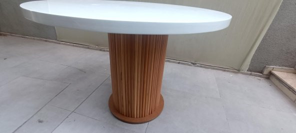 Masa 90166 ST Anıt Model Parlak Beyaz Lake ceviz Boya Kayın El Yapım - 9