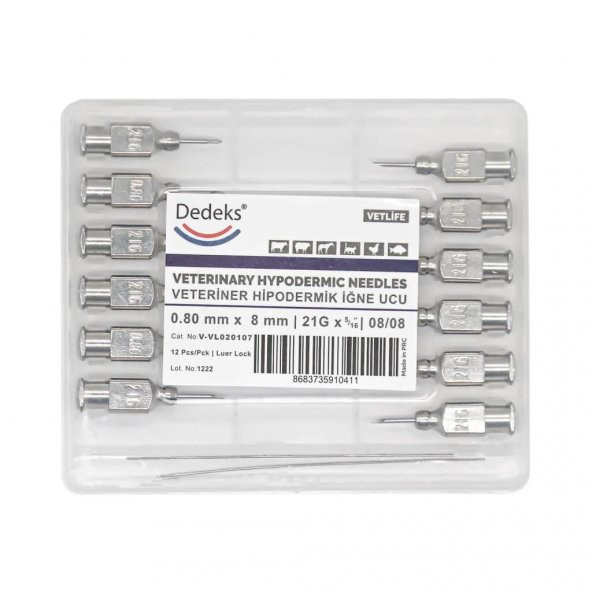 Veteriner Çelik İğne Enjektör Ucu 0.8 mm x 8 mm - 2