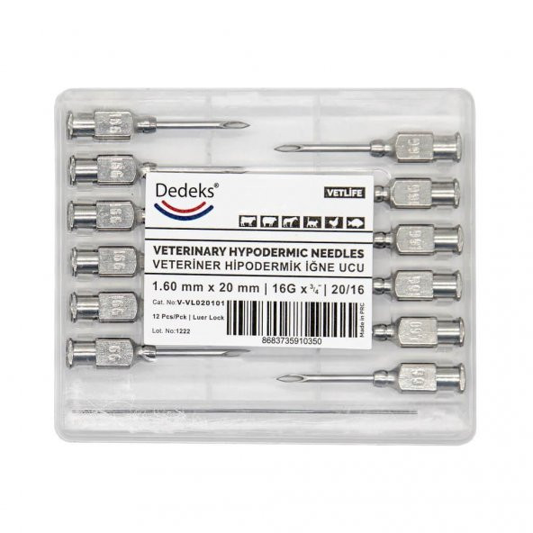 Veteriner Çelik İğne Enjektör Ucu 1.60 mm x 20 mm - 2