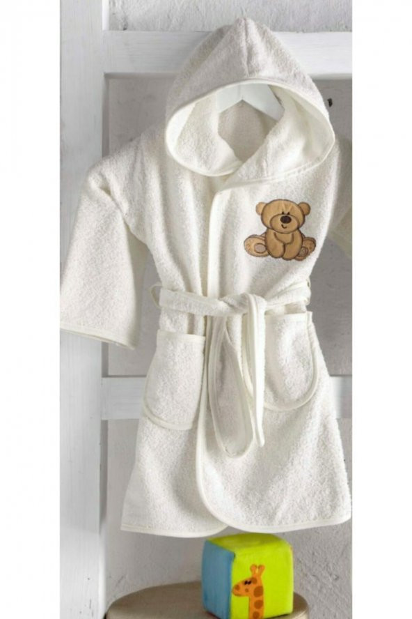 Mixibaby Krem 3 Parça Bebek Bornoz Seti - 2