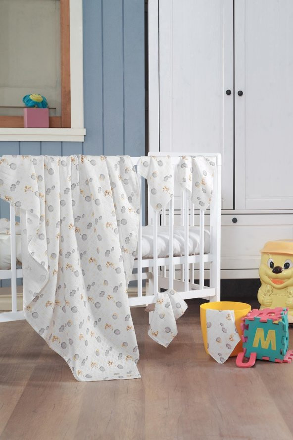 Müslin Bebek Set (90*80) (120*120) (30*304 Lü), Sarı, Pamıra