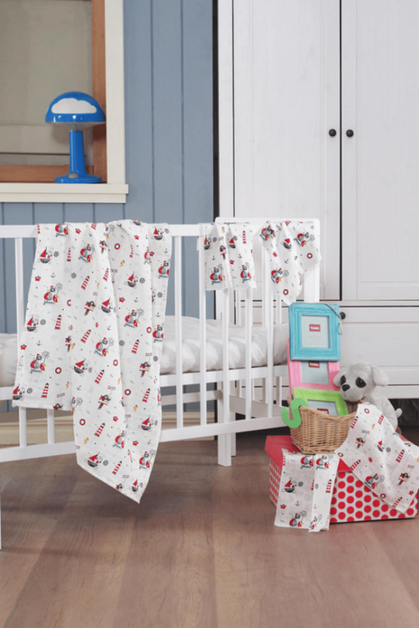 Müslin Bebek Battaniye + Ağız Bezi (4 Lü) 120*120, Kırmızı, Ruyan - 2