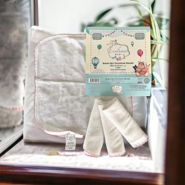 Mixibaby 4lü Organik Çift Kat Dikimli Özel Kroşeta Dikişli 22*22 Cm Büyük Boy Bebek Ağız Mendili - 2