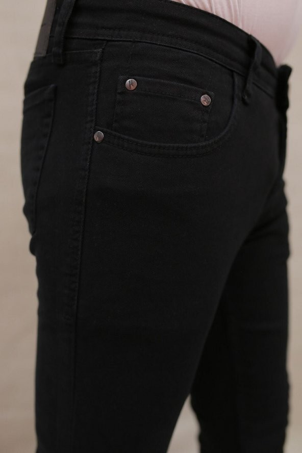 Erkek Skinny Dar Kesim Kot Pantolon Siyah