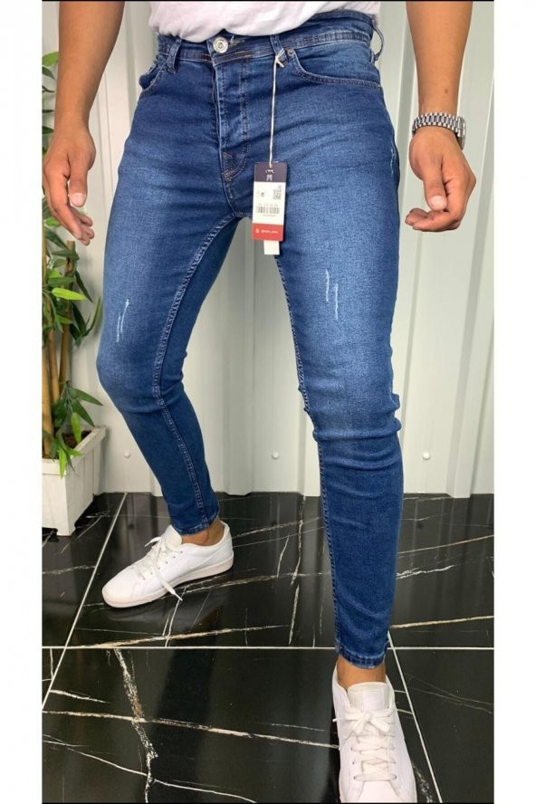Skinny Fit Erkek Kot Jeans Pantolon Likralı Bilek Kalıp