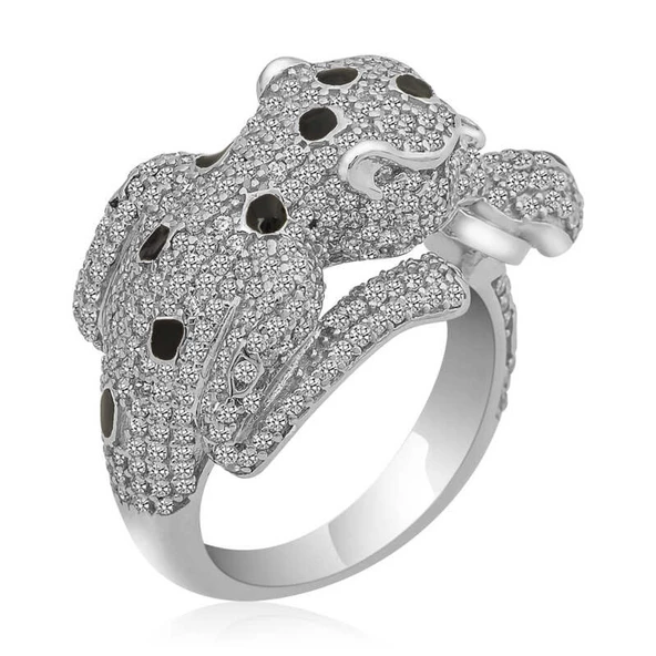 Lucky Life 925 Ayar Gumuss Kaplan Figürlü Bayan Yüzük - 3