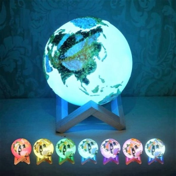 3D Dünya Led Lamba - 2