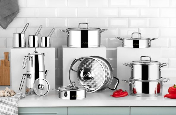 Aryıldız Deluxe Prestige 20 Parça İdeal Çeyiz Çelik Tencere Seti