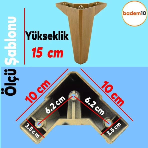 Sedir Lüks Mobilya Kanepe Sehpa Baza Tv Ünitesi Koltuk Ayağı Koyu Ceviz 15 Cm Ayakları (4 ADET) - Resim 2