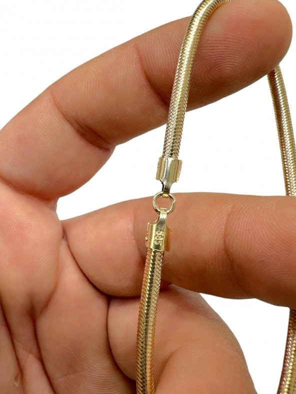 Lastik Değil 14 Ayar Altın Taşsız Günlük Her Bileğe Uygun Unisex Bileklik - 3