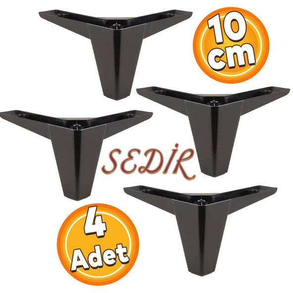 Sedir Lüks Mobilya Kanepe Sehpa Baza Tv Ünitesi Koltuk Ayağı Siyah 10 Cm Ayakları (4 ADET)