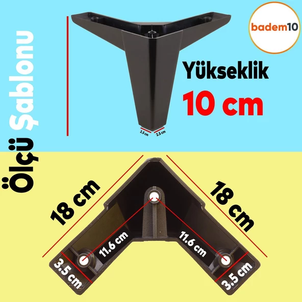 Sedir Lüks Mobilya Kanepe Sehpa Baza Tv Ünitesi Koltuk Ayağı Siyah 10 Cm Ayakları (4 ADET) - 4