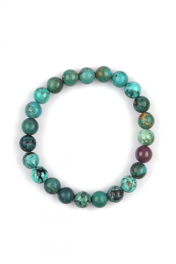 Orjinal Turkuaz - Yakut Doğal Taş 8 mm Küre Kesim Bileklik - 2