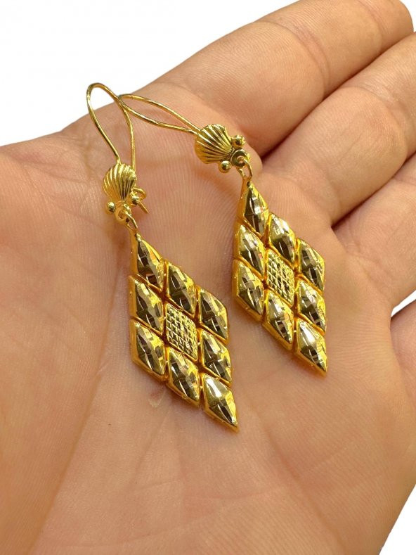 Büyük Baklava Klasik 14 Ayar Altın Küpe - 2