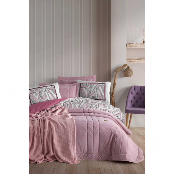 Elart Çeyiz Paketi 8 Parça (Yatak Örtüsü+Nevresim Takımı) Emily Gülkurusu - 3