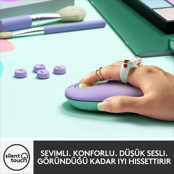 Logitech POP Emoji Mor Optik Kablosuz Mouse - 3