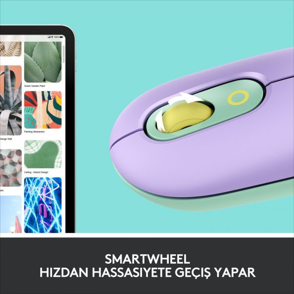 Logitech POP Emoji Mor Optik Kablosuz Mouse - 4