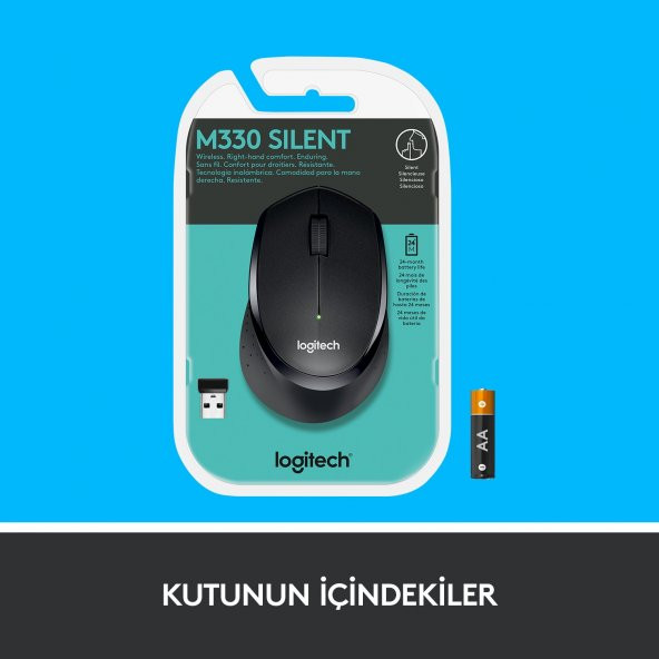 Logitech M330 Silent Sessiz Plus Kablosuz Black Siyah Mouse - 3