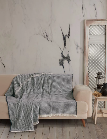 Viven Natural Keten Koltuk Örtüsü | Yakmaz Pamuklu Çekyat Örtüsü | Koltuk Şalı - 7