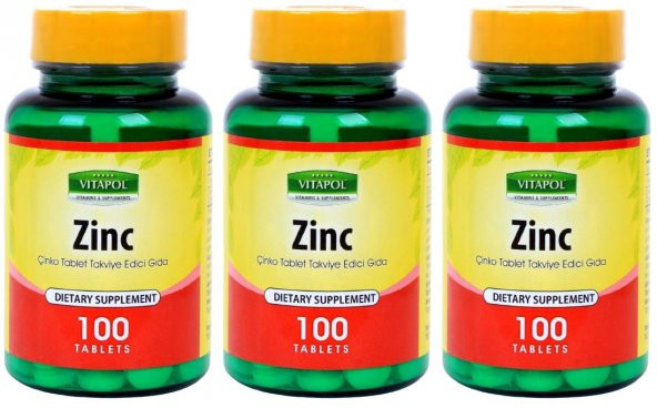 Vitapol Zinc Sulfate 15 Mg Çinko Sülfat 3x100 Tablet