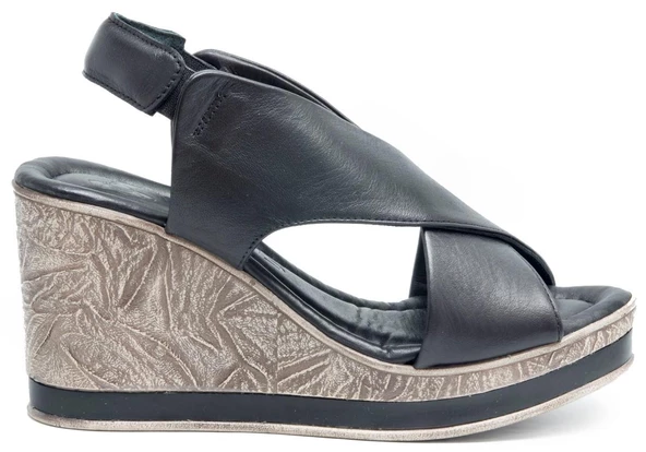 VENÜS 2015713Y DOLGU TOPUK DERİ GENÇ KADIN SANDALET - 3